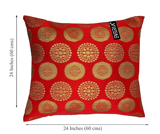 Brocade Dupion Silk Cushion Cover throw sofa case covers 24x24 Inch 5 pcs Set