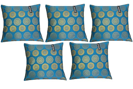 Brocade Dupion Silk Cushion Cover throw sofa case covers 24x24 Inch 5 pcs Set