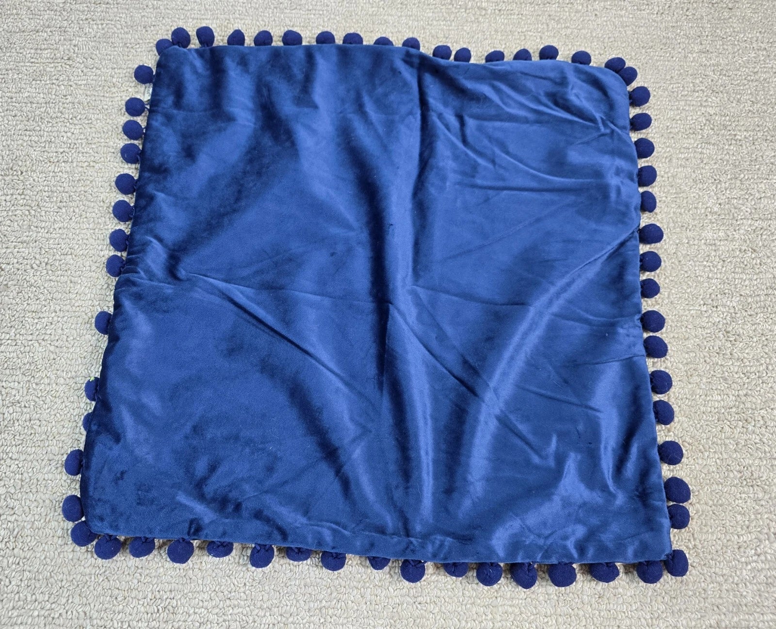 Blue Pom Soft Cushion Throw Cover Pillow Case Chair Bed Sofa Velvet Decor Zip