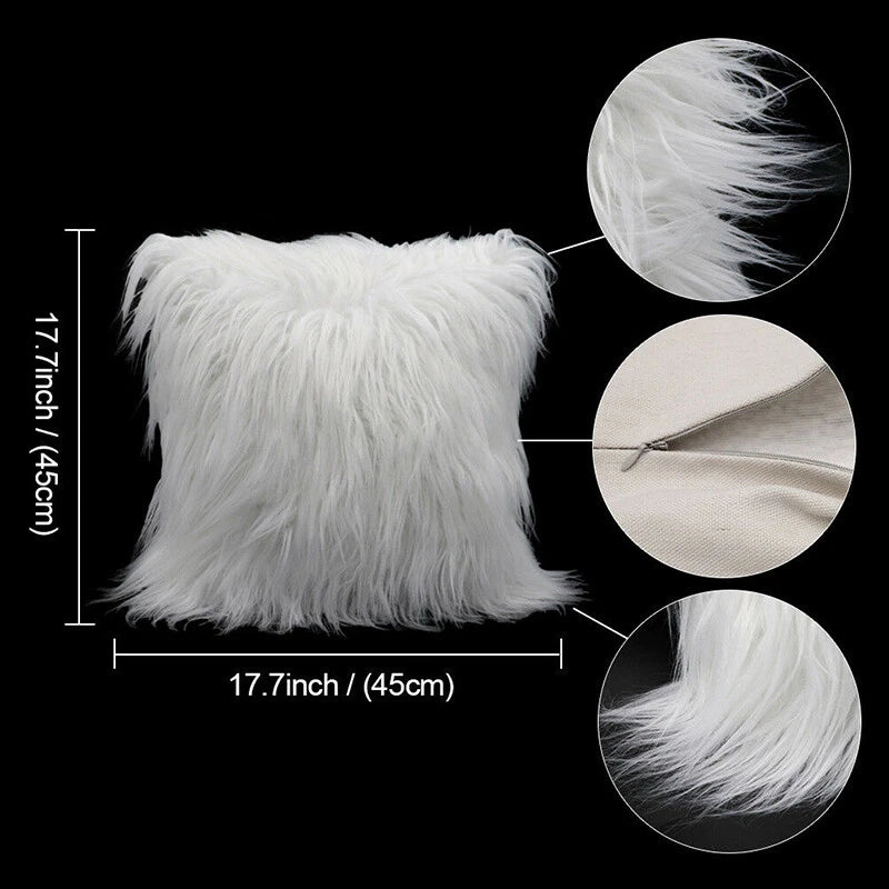 Soft  Faux Fur Fluffy Pillow Case Plush Cushion Cover Throw Sofa Bed Home Decor