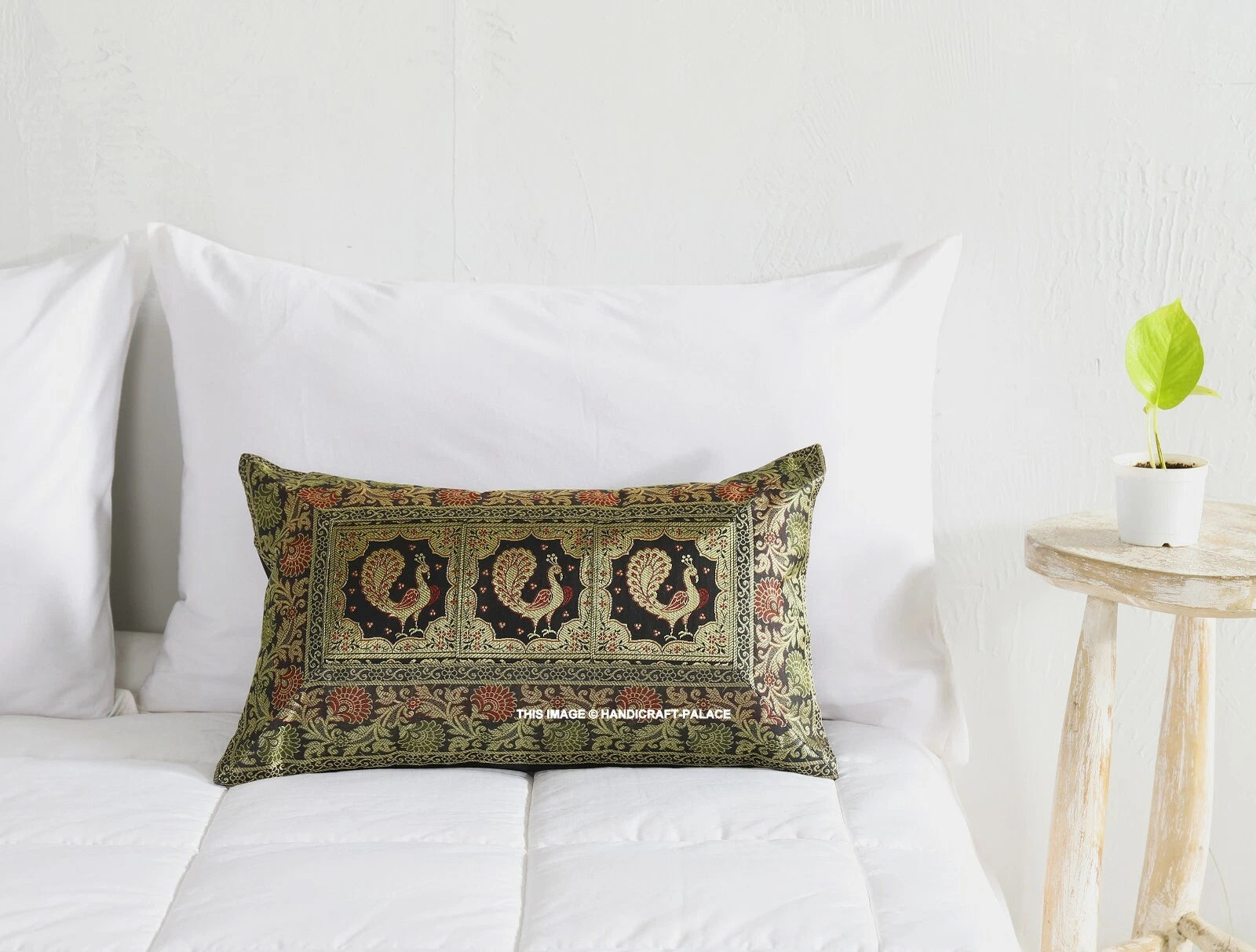 Handmade Brocade Silk Cushion Cover Indian Home Sofa Decor Pillow Case 12"x20"