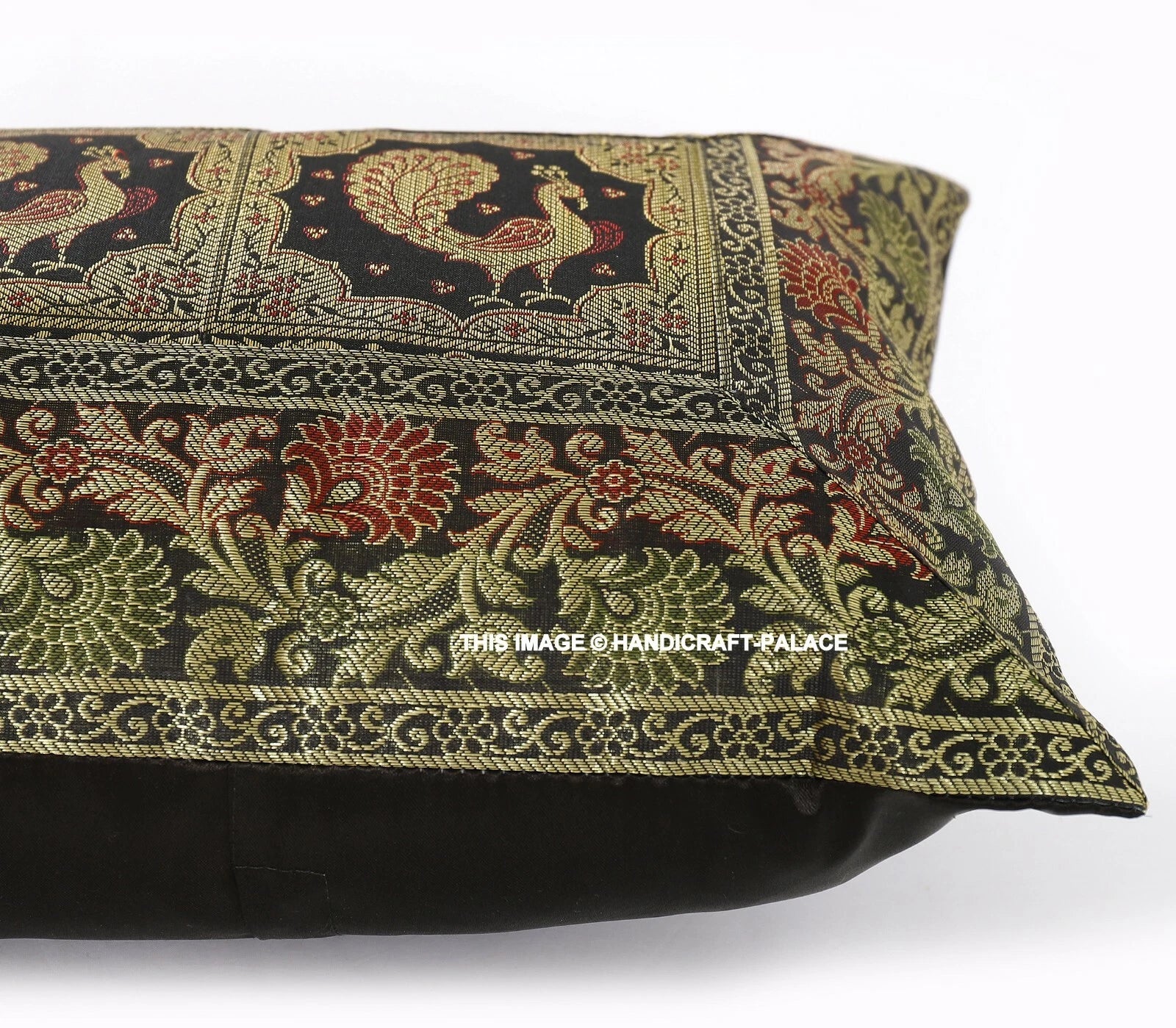 Handmade Brocade Silk Cushion Cover Indian Home Sofa Decor Pillow Case 12"x20"