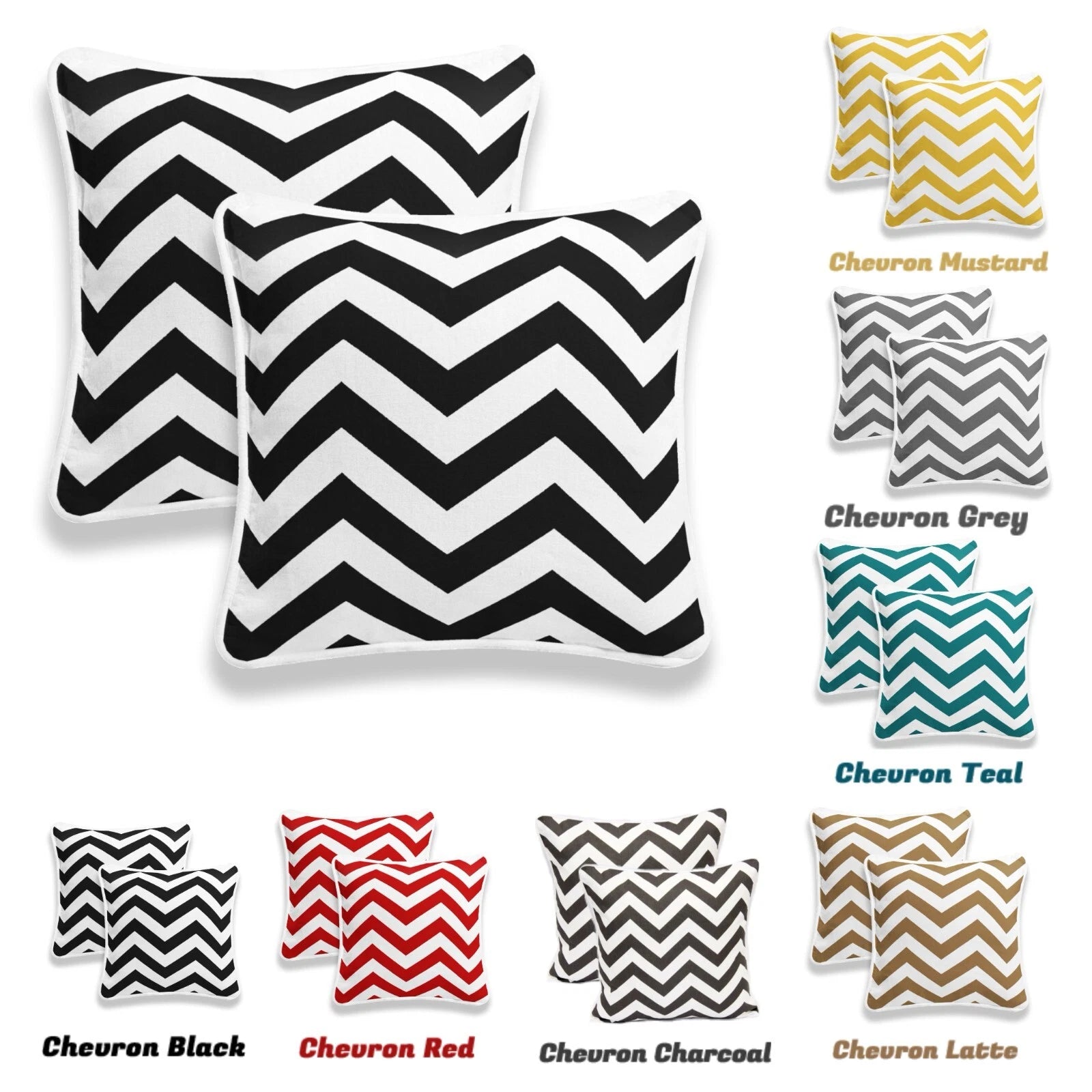 Chevron Cushion Covers 100% Cotton Zigzag Style Home Sofa Outdoor Décor 18x18''.