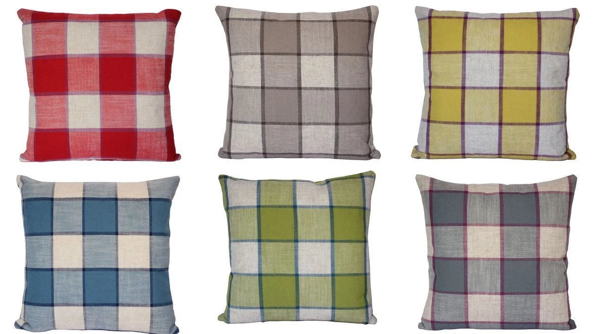 Elegant Check Print Square 16” x 16” Cushion Cover Pillowcase for Sofa Bed Couch