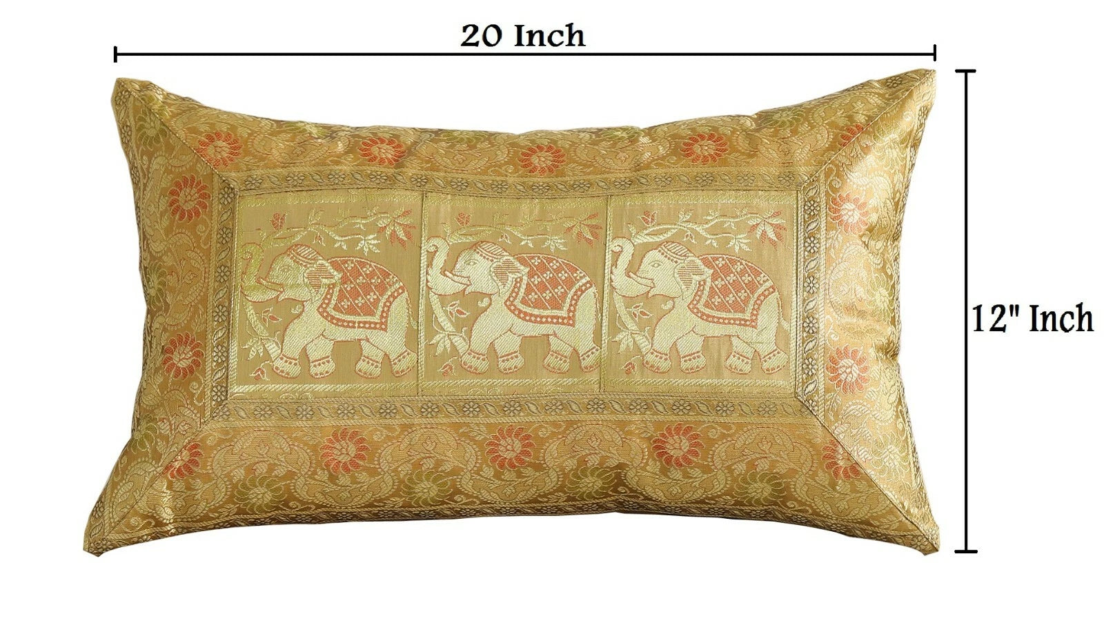 Indian Home Decor Bedding & Sofa Pillow Case Brocade Silk Cushion Cover 12"x20"