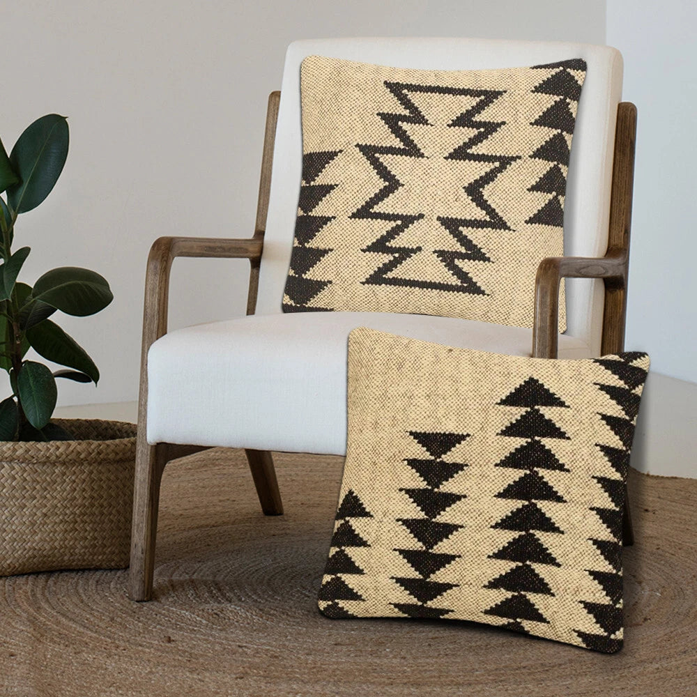 Handwoven Woll Jute Cushion Cover 18x18 Vinatge Sofa Pillow Case Kilim Chair Pad