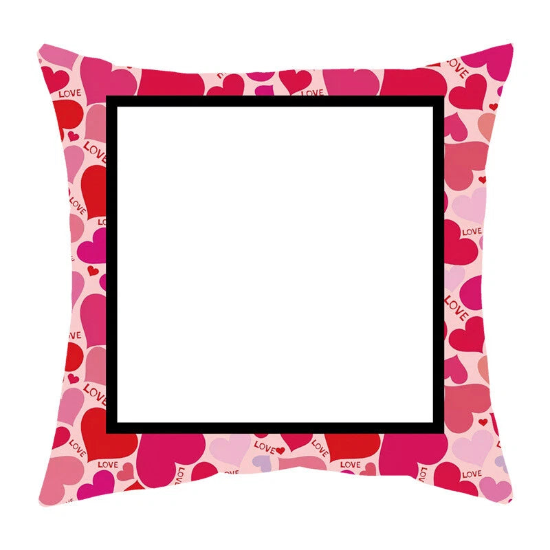 DIY Pink Heart Love Gift Sofa Bed Cushion Cover Sublimation Blank Home Decor