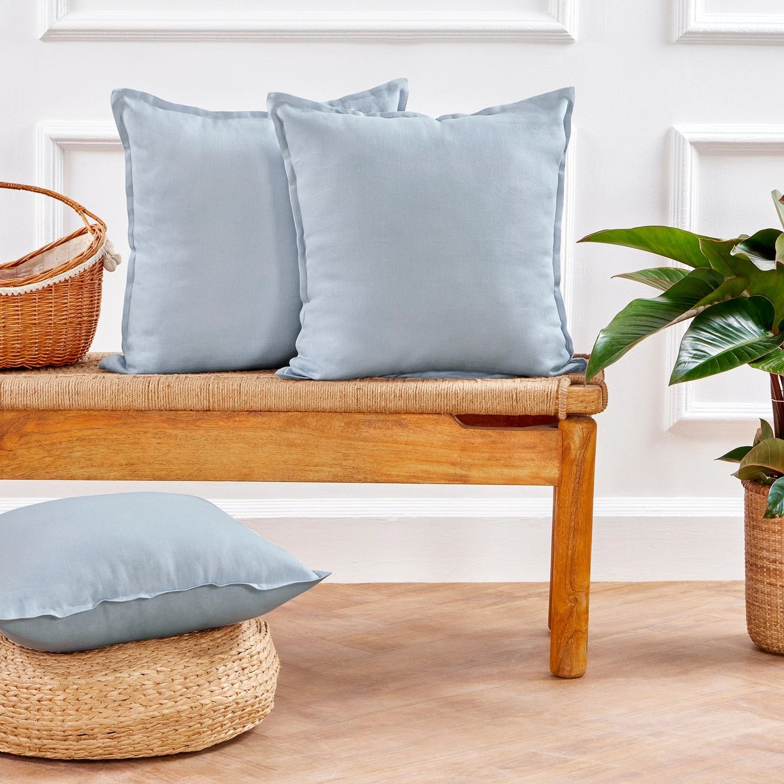 Solino Home Square Linen Pillow Cover for Cushion Couch, Sofa Bed, Santa Barbara