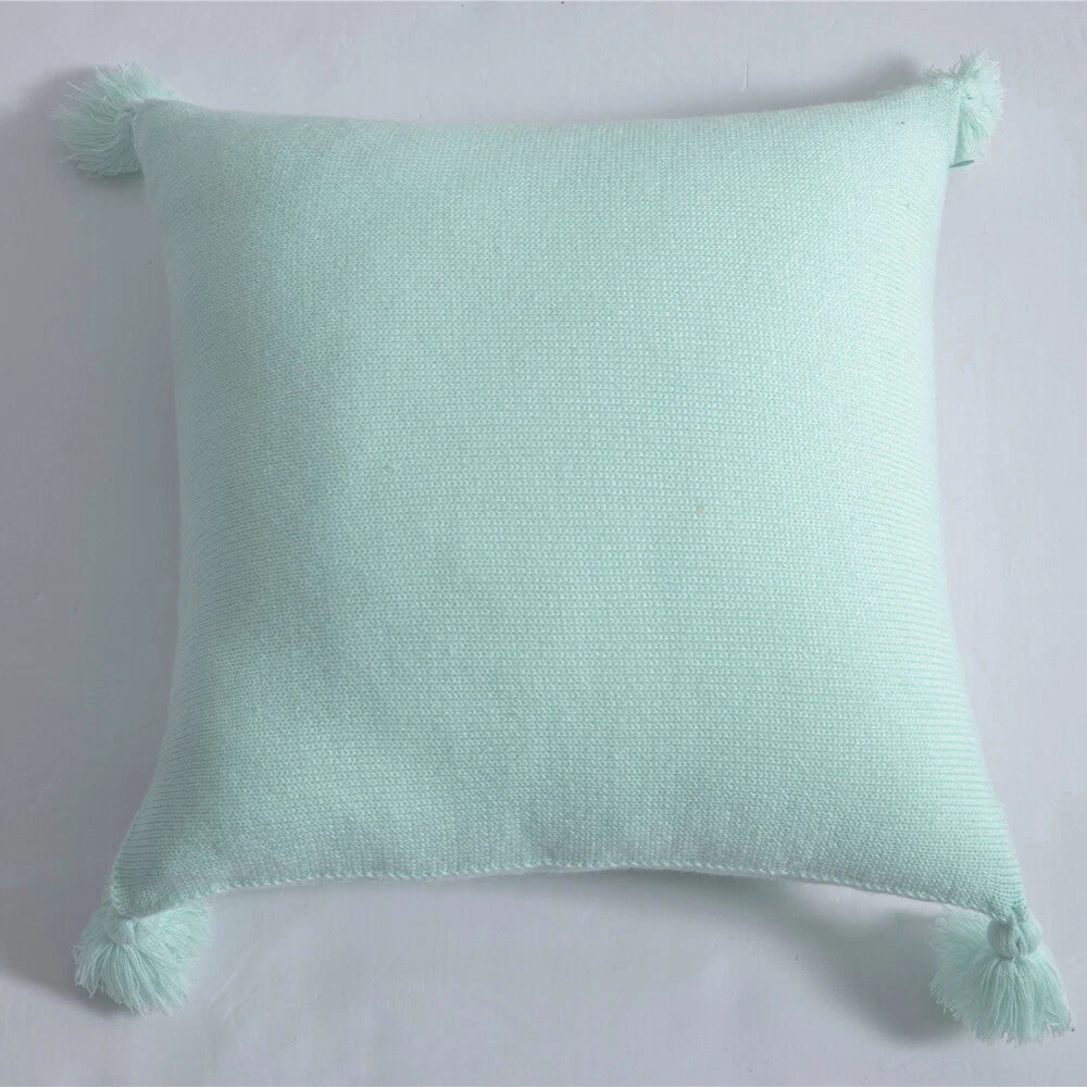 Square Knitted Tassel Pillowcase Sofa Bed Waist Throw Back Cushion Covers Chair