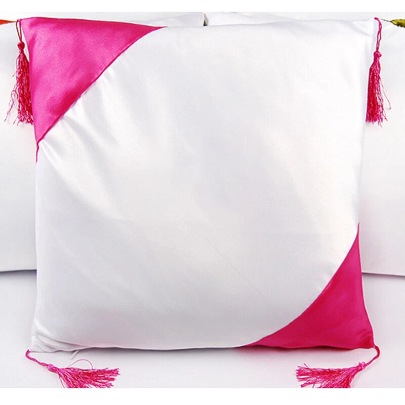 16" Sublimation Blank Pillow Case w/ Tassel Ball DIY Printed Home Sofa Bed Decor