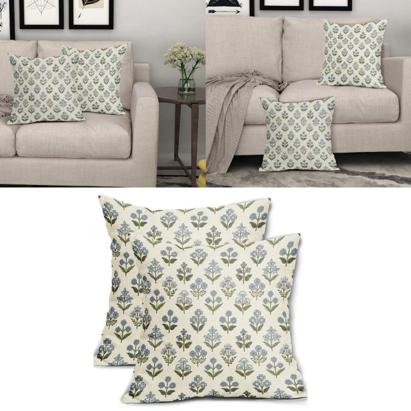 2 Flower Print Pillow Case Polyester Fiber Sofa Bed Decorations Cushion Covers
