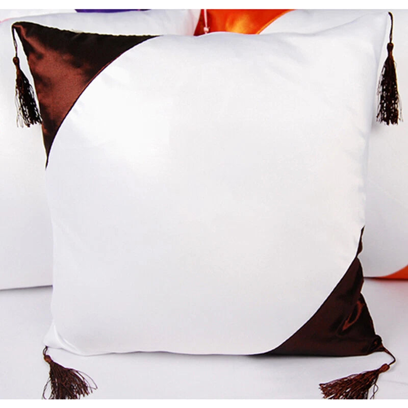 16" Sublimation Blank Pillow Case w/ Tassel Ball DIY Printed Home Sofa Bed Decor