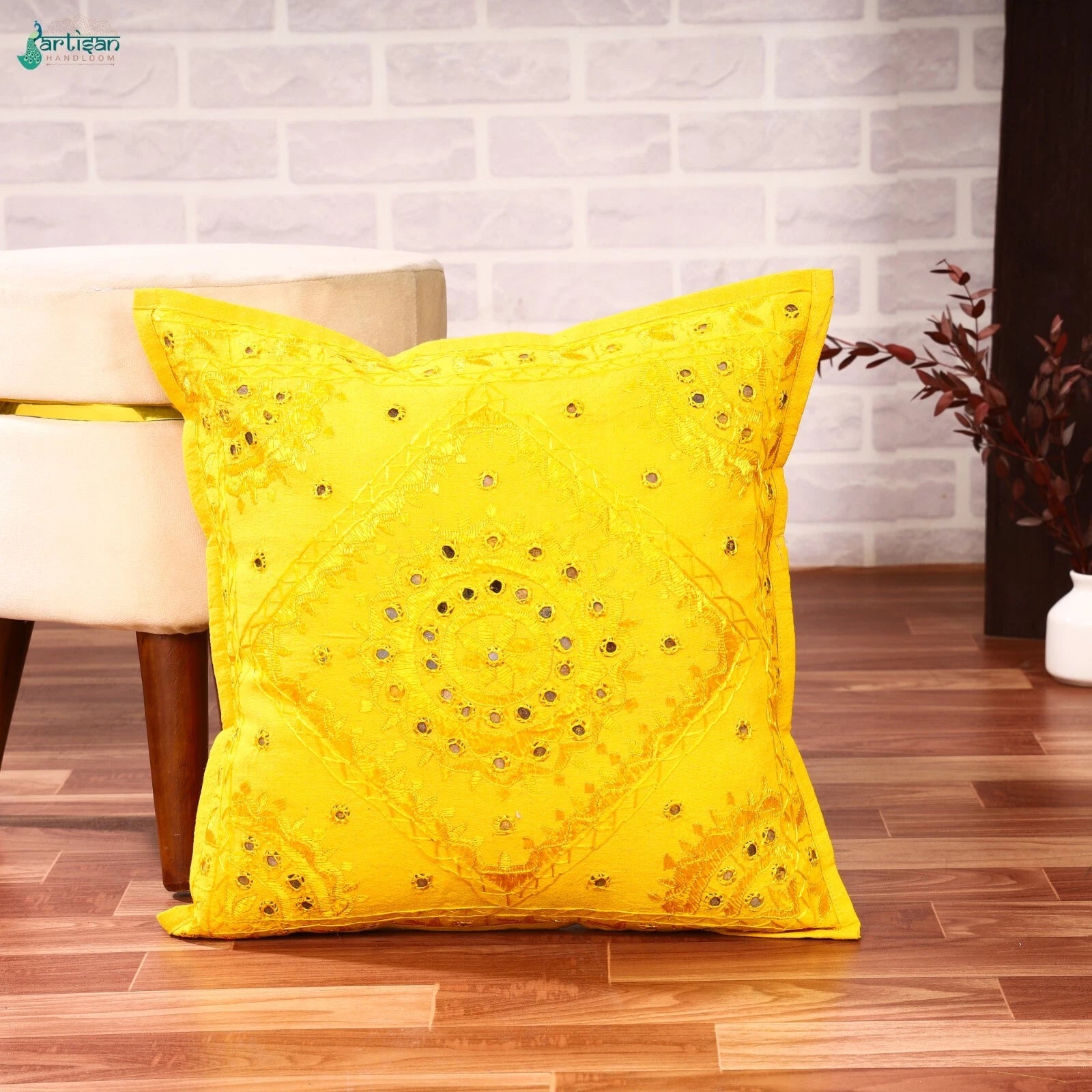 Hippie Baho Style Sofa & Bed Square Pillow Case Cover Mirror Work Cushion Covers