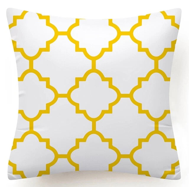 Yellow Throw PILLOW COVER 2-Sided Gray White Decorative Sofa Cushion Case 18x18"