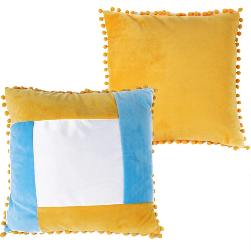 10pcs Sublimation Blank Pillowcase Multicolor Plush Sofa Cushion Cover with Ball