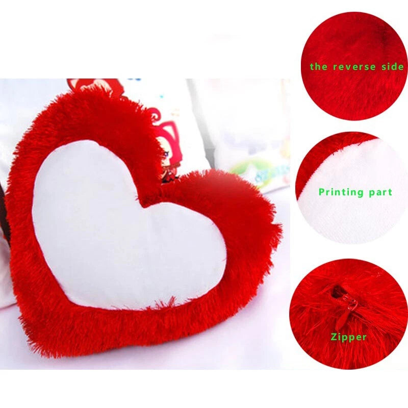10Pcs Sublimation Blank Pillow Cases Plush Cushion Cover Home Sofa Decor Heart
