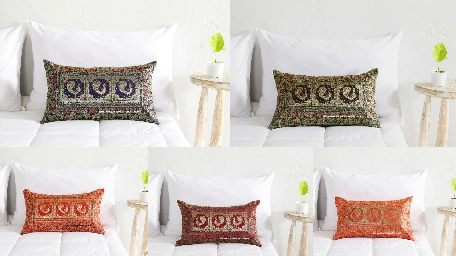 Handmade Brocade Silk Cushion Cover Indian Home Sofa Decor Pillow Case 12"x20"