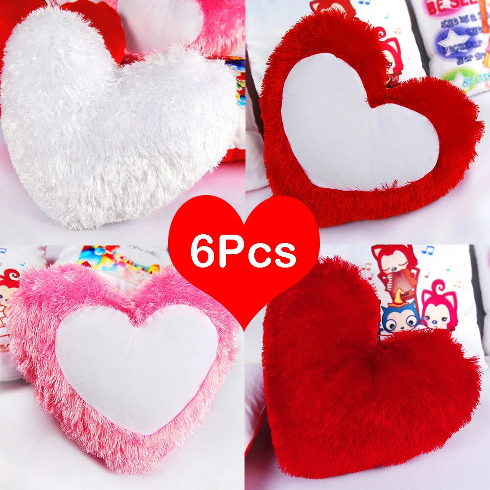 6Pcs Sublimation Blank Love Pillow Case Sofa Car Throw Cushion Cover DIY Printed