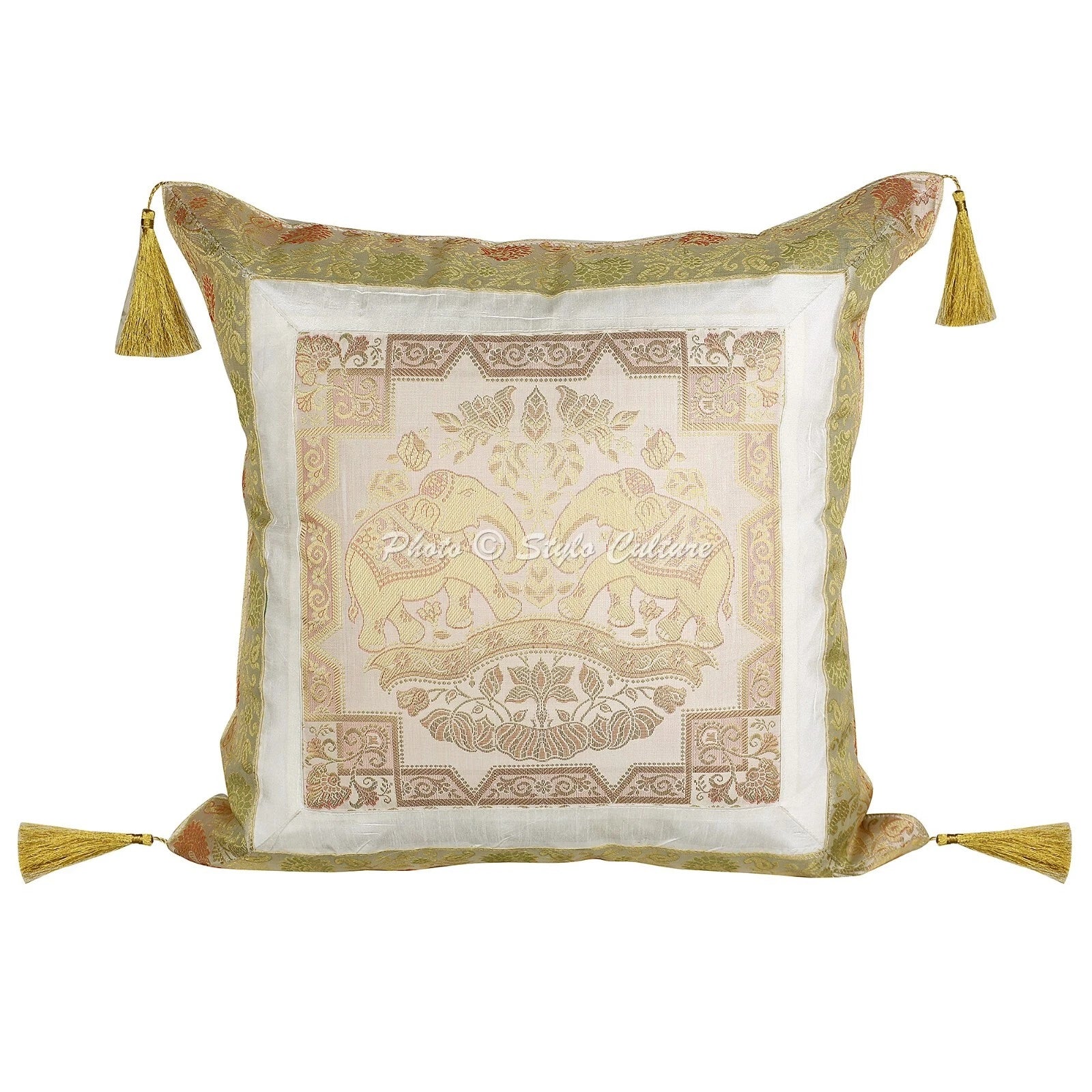 Brocade Jacquard Cushion Cover Elephant Pillow Case Hippie Gypsy Home Decor