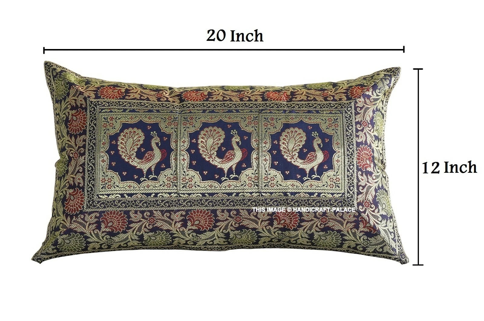 Handmade Brocade Silk Cushion Cover Indian Home Sofa Decor Pillow Case 12"x20"