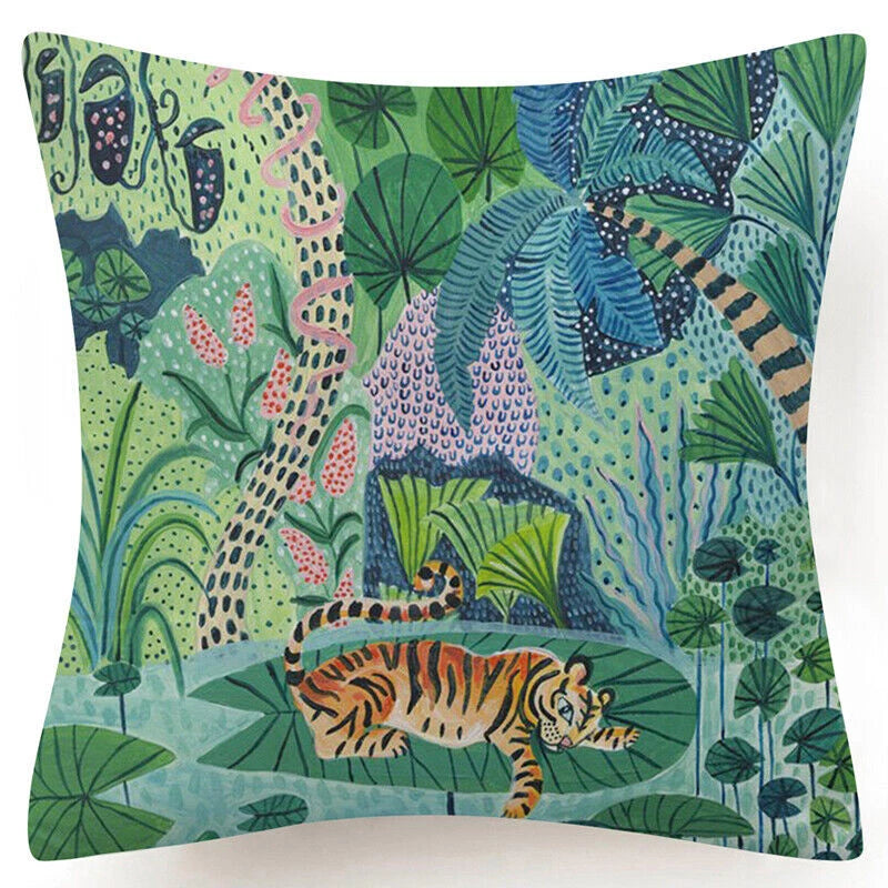 PILLOW COVER Landscape Leopard Decorative Sofa Bed Cushion Case 2-Sided 18x18"