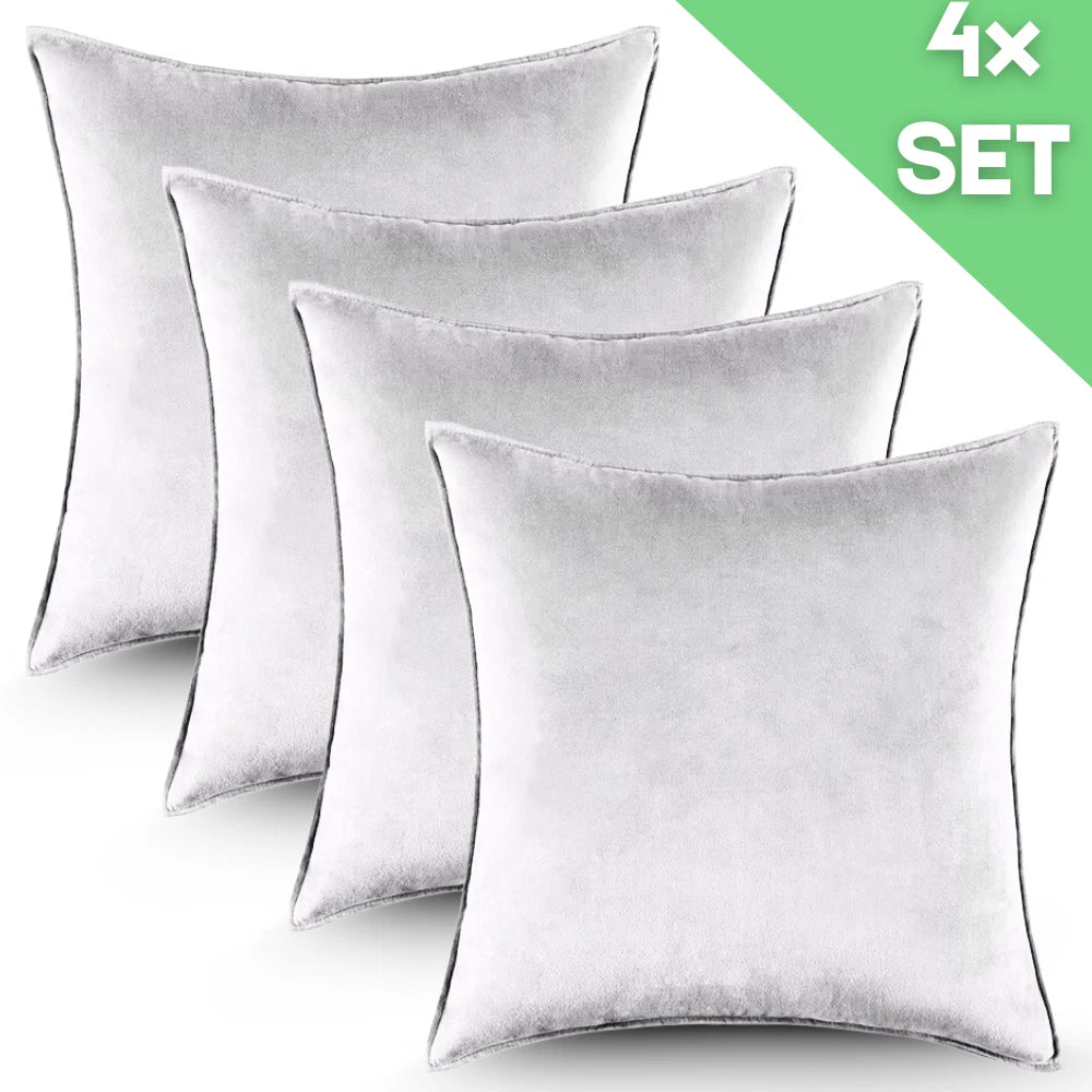4x Cushion Covers Velvet Cushion Filled Bed Sofa Pillow Settee Protector 18"x18"