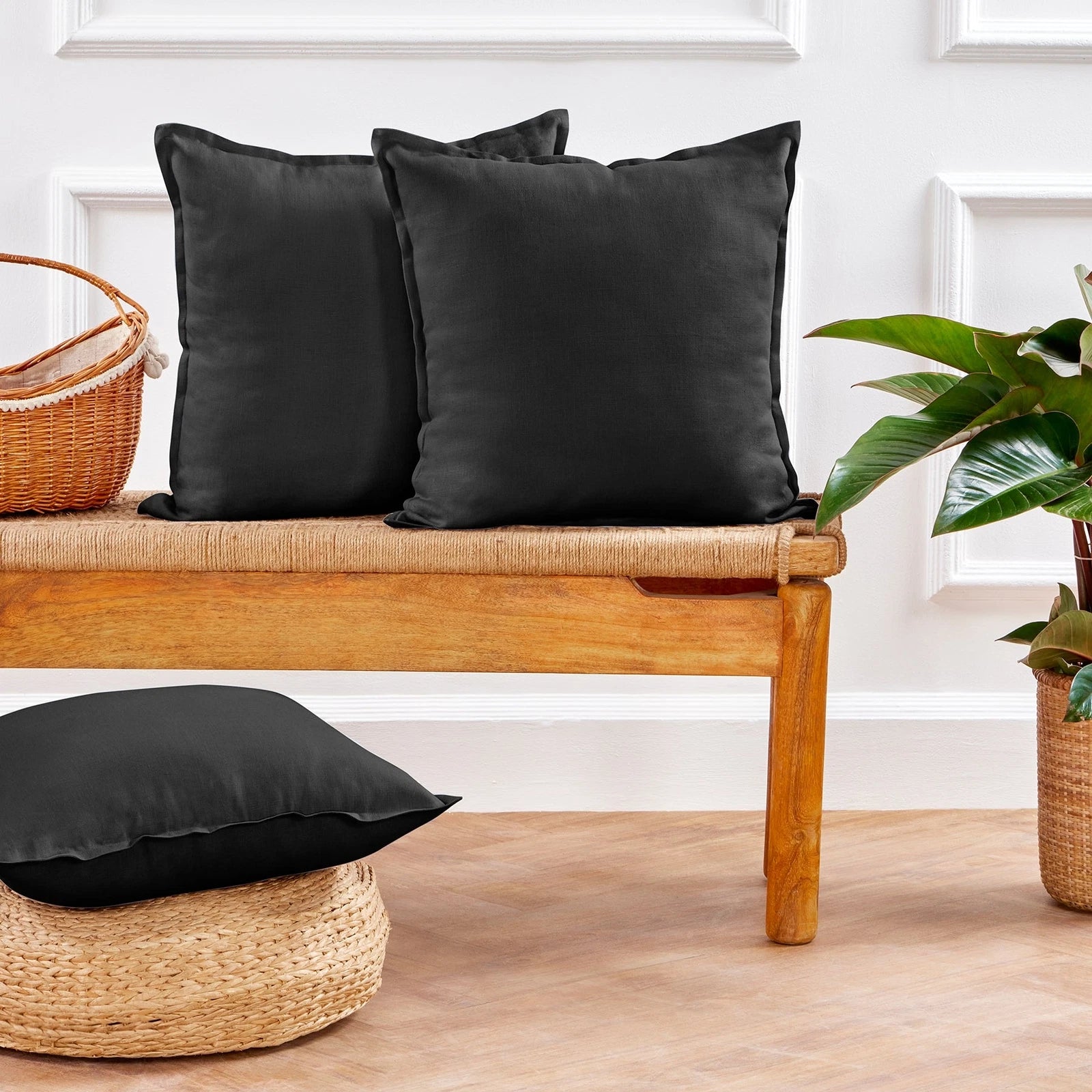 Solino Home Square Linen Pillow Cover for Cushion Couch, Sofa Bed, Santa Barbara