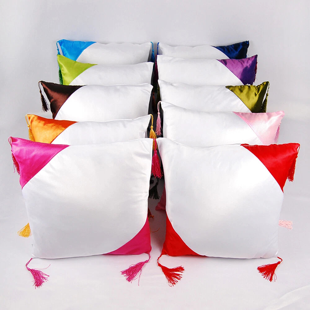 16" Sublimation Blank Pillow Case w/ Tassel Ball DIY Printed Home Sofa Bed Decor