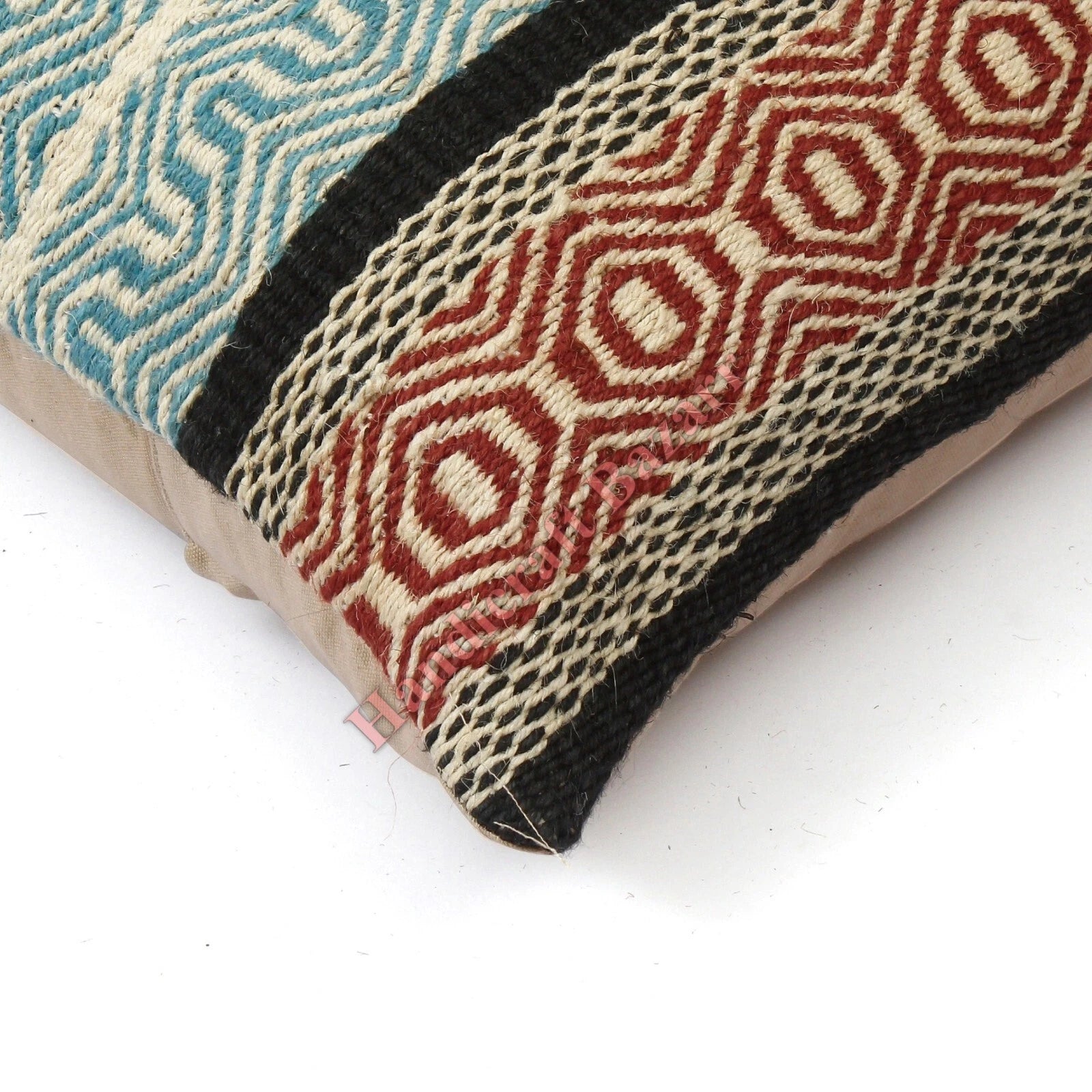 Hallway Docor Sofa Sham Pillowcase Indian Kilim Cushion Cover 2 Pc Wool jute 18"