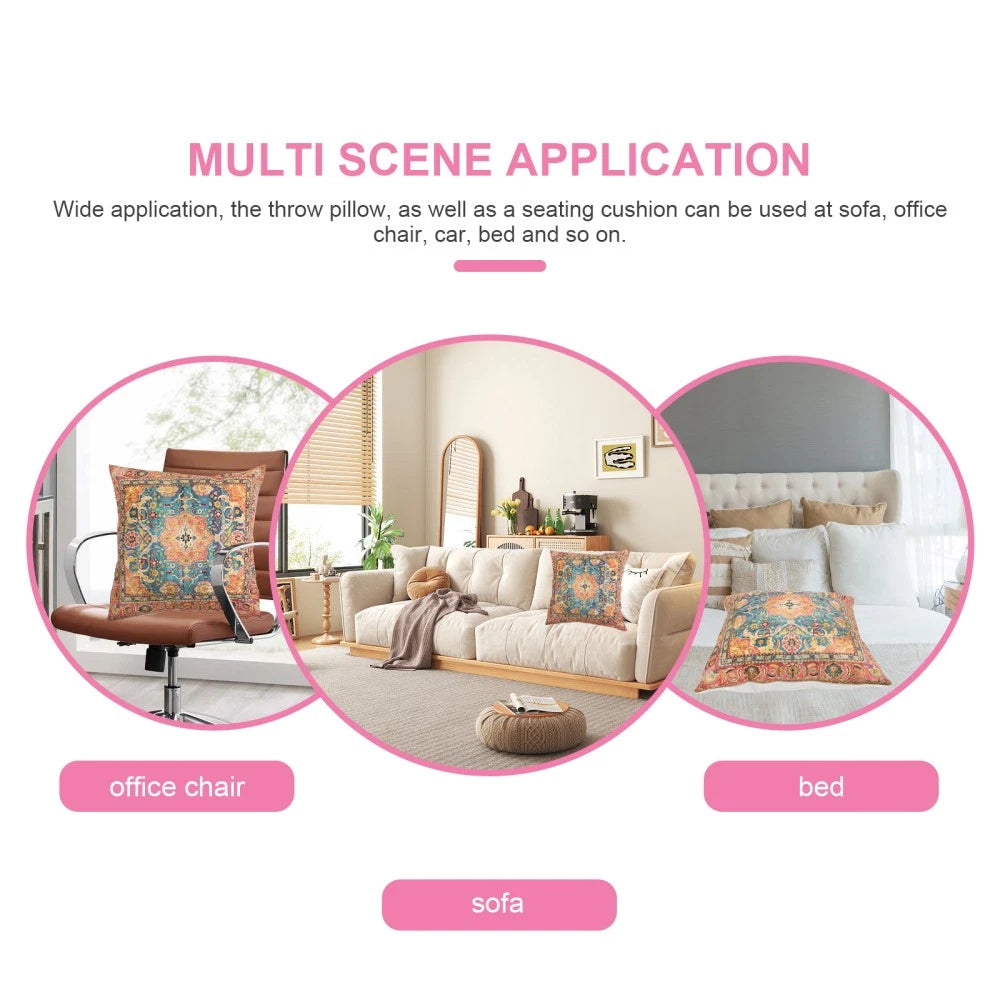 2 Pcs Pillow Case Cushion Cover Boho Style Living Room Covers Sofa Bed