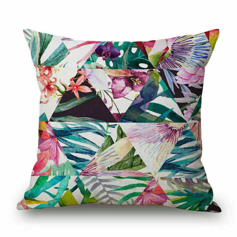 Couch pillow Cushion Tropical Triangle Decorative Throw Cover Case 18X18" Flower
