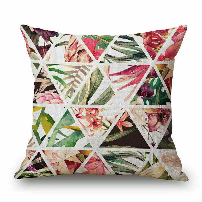 Couch pillow Cushion Tropical Triangle Decorative Throw Cover Case 18X18" Flower