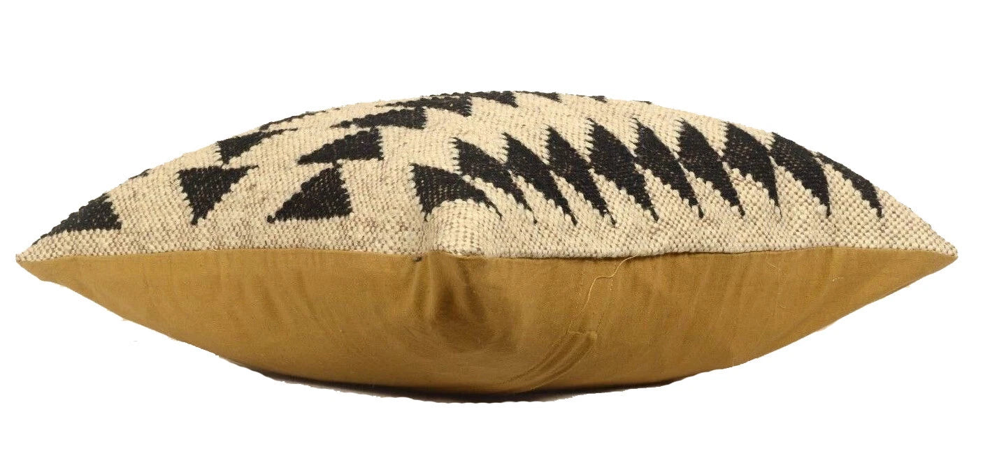 Handwoven Woll Jute Cushion Cover 18x18 Vinatge Sofa Pillow Case Kilim Chair Pad