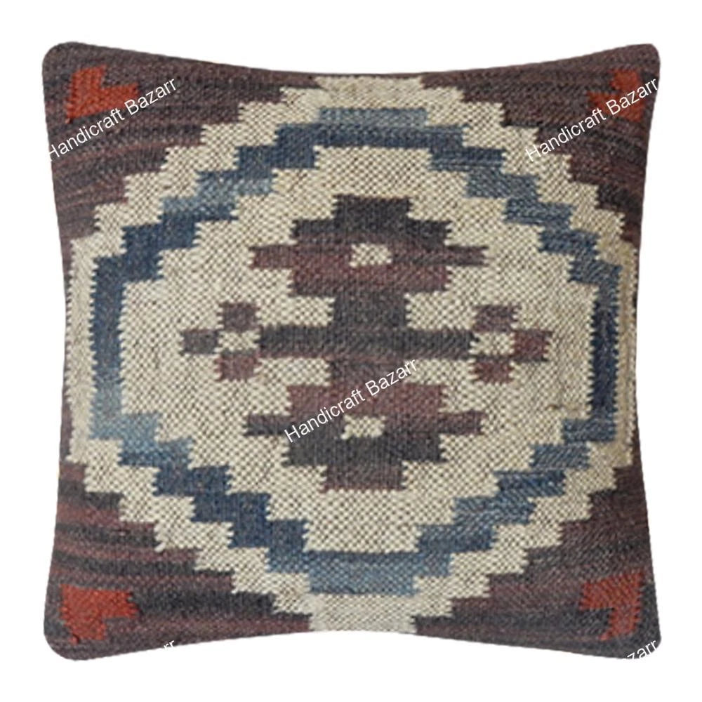 Indian Jute Cushion cover 18x18 inch Vinatge Handwoven Pillow Sham For Sofa chai