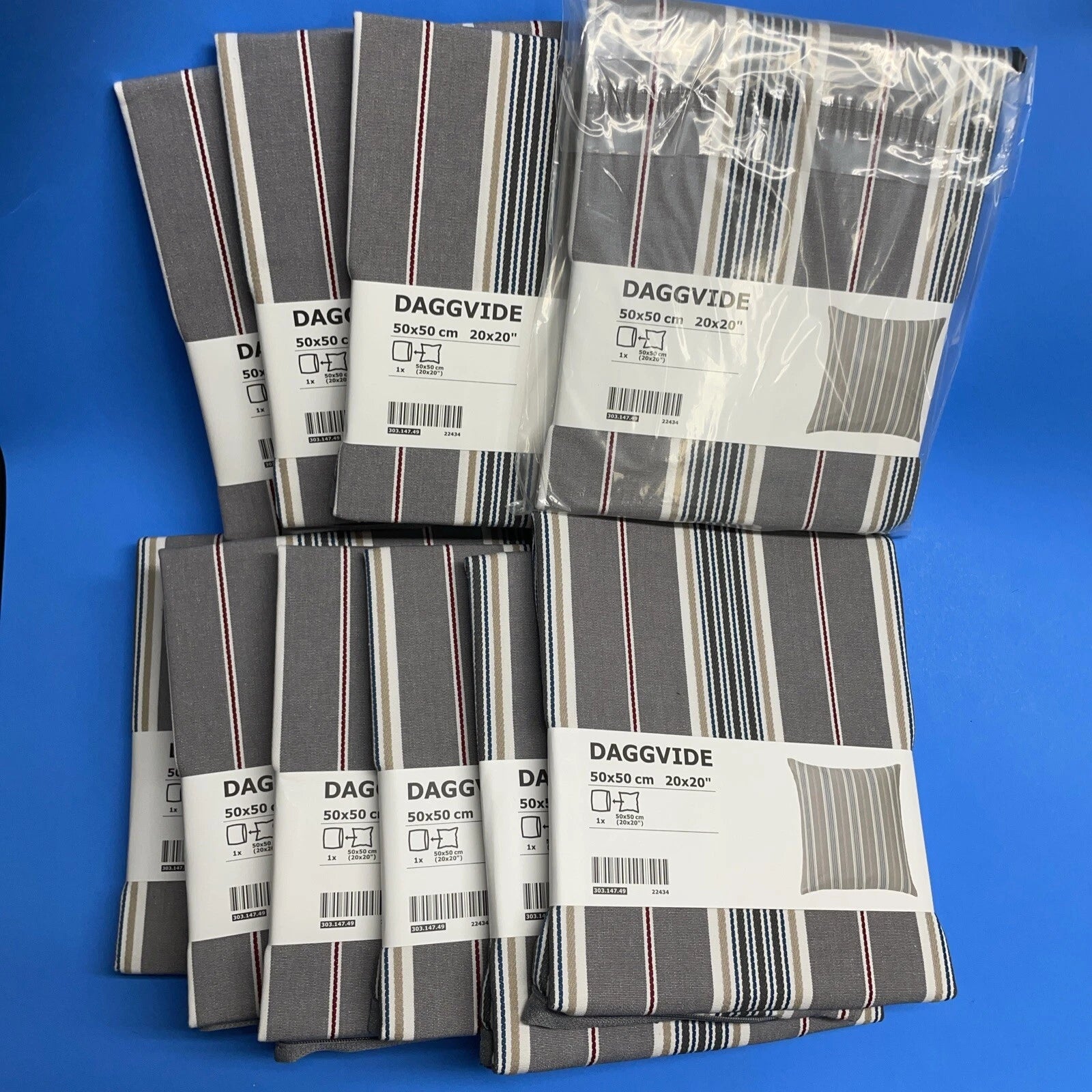 10X IKEA DAGGVIDE Cushion Pillow Cover | Gray/Multicolor, 20x20" Couch Bed Sofa