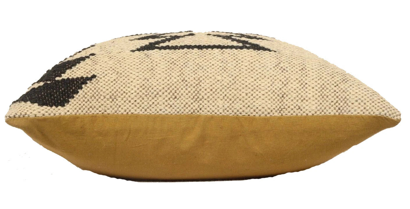 Handwoven Woll Jute Cushion Cover 18x18 Vinatge Sofa Pillow Case Kilim Chair Pad