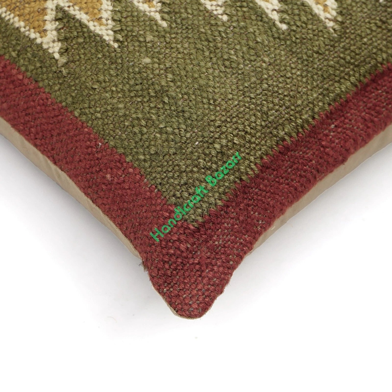 Rustic 2 Pc Kilim Cushion Cover Wool Jute Pillow Living Room Sofa Decor Boho Cas