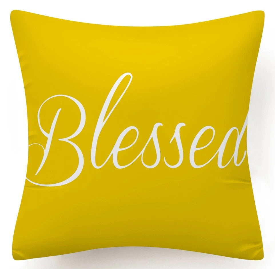 Yellow Throw PILLOW COVER 2-Sided Gray White Decorative Sofa Cushion Case 18x18"