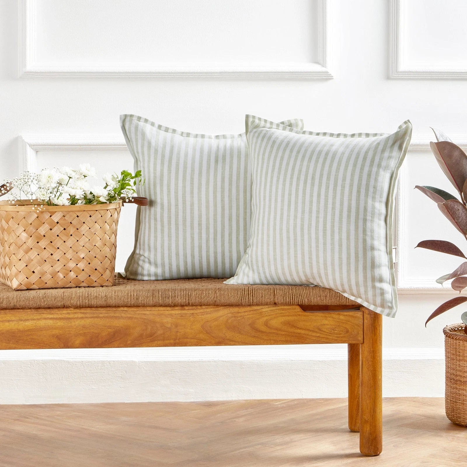 Solino Home Square Linen Pillow Cover for Cushion Couch, Sofa Bed, Santa Barbara