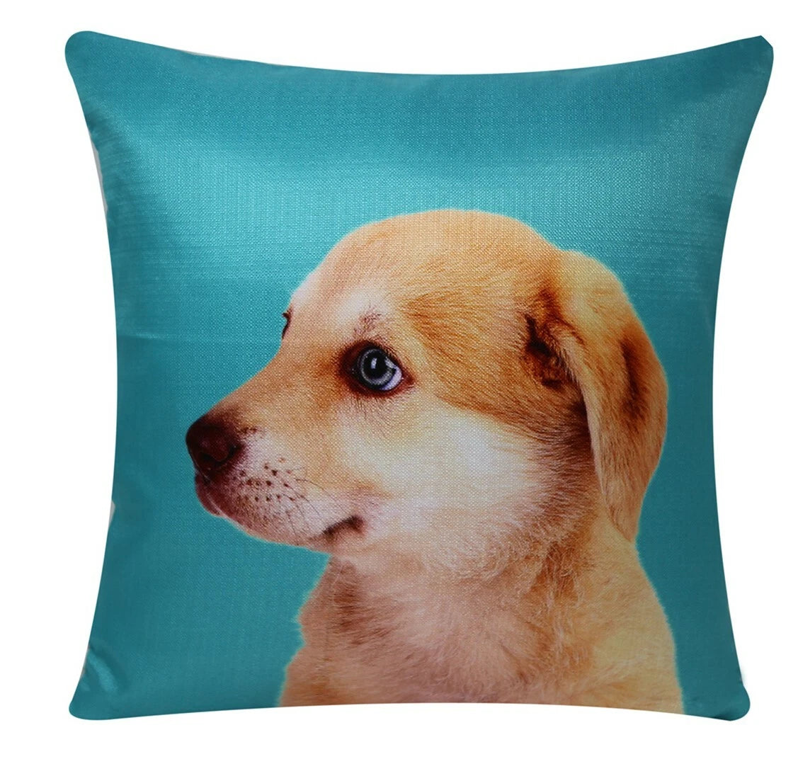 Labrador Puppy Animal Print Square 17x17 Cushion Cover Pillowcase for Sofa Bed