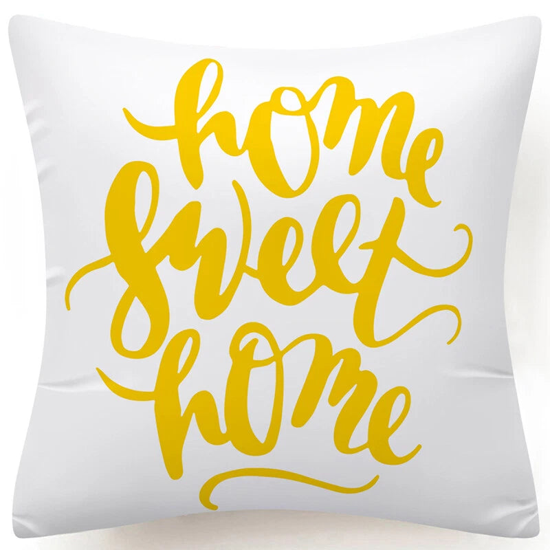 Yellow Throw PILLOW COVER 2-Sided Gray White Decorative Sofa Cushion Case 18x18"