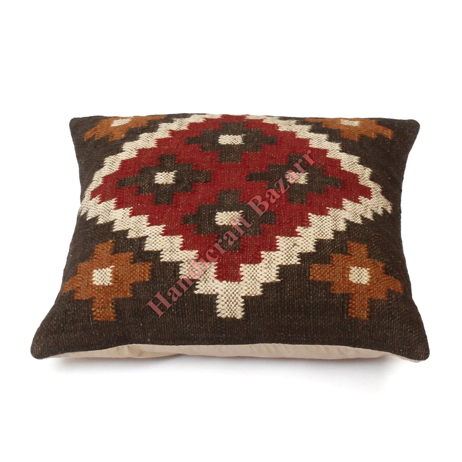 Hallway Docor Sofa Sham Pillowcase Indian Kilim Cushion Cover 2 Pc Wool jute 18"