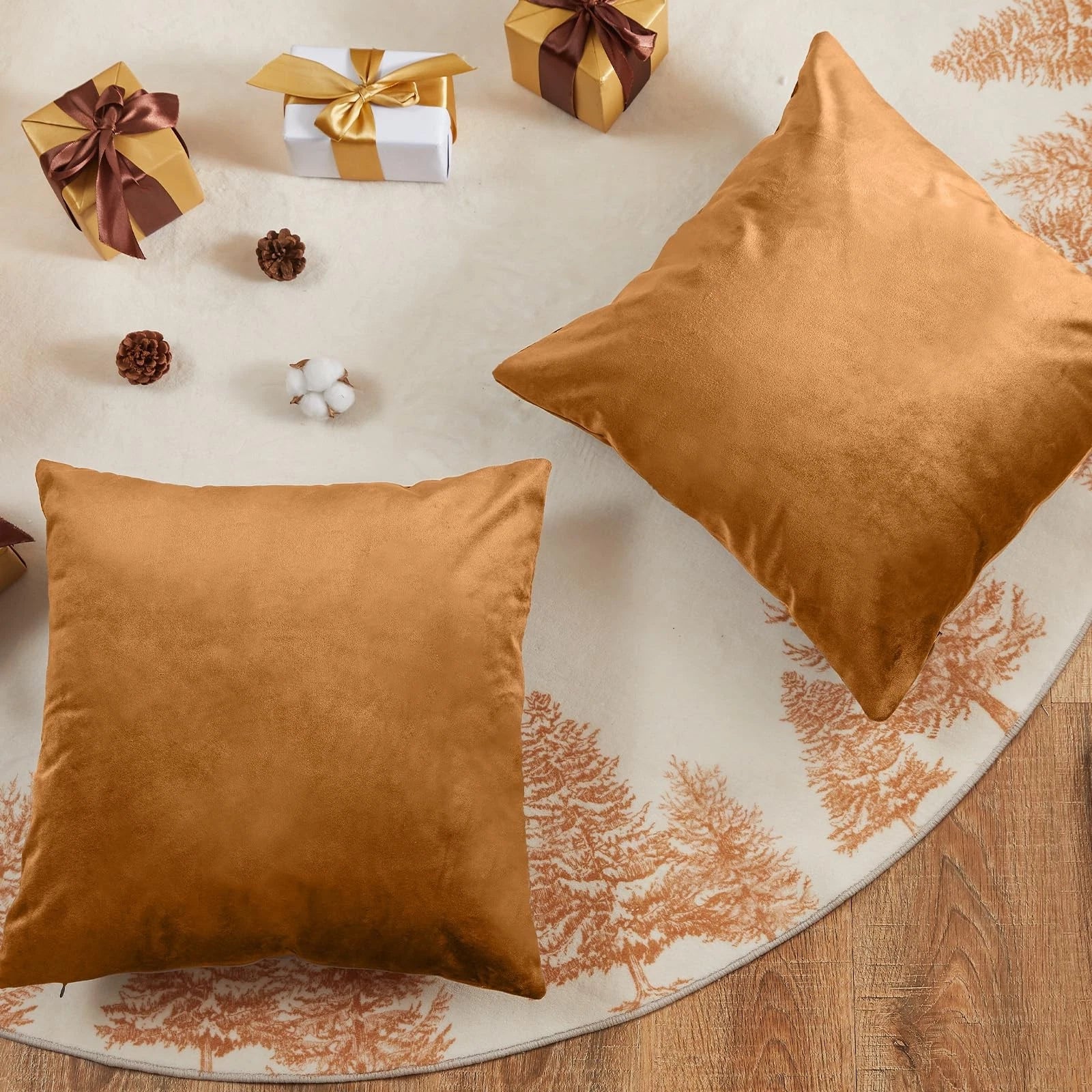 Brown Velvet Throw Pillow Covers 18 x 18 Decorative Pillowcases for Couch Bed...