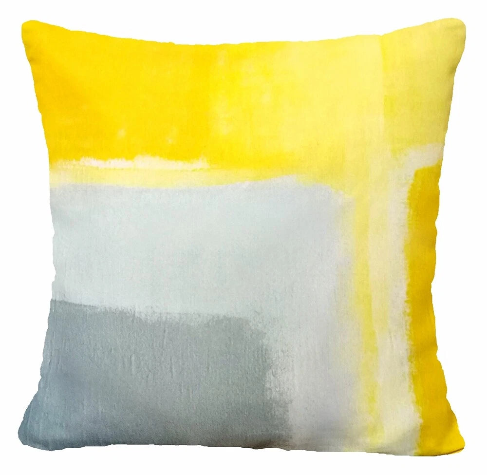 Yellow Throw PILLOW COVER 2-Sided Gray White Decorative Sofa Cushion Case 18x18"