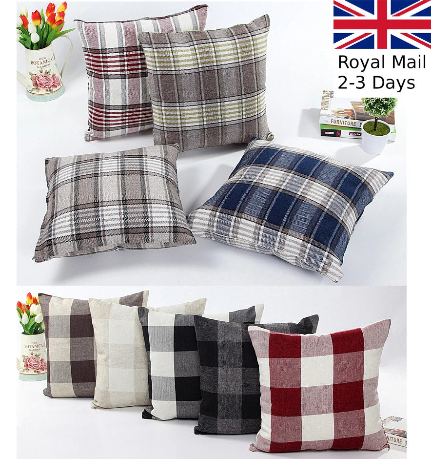 Classic Linen Cotton Cushion Cover Throw Pillow Case Sofa Home Decor Bed