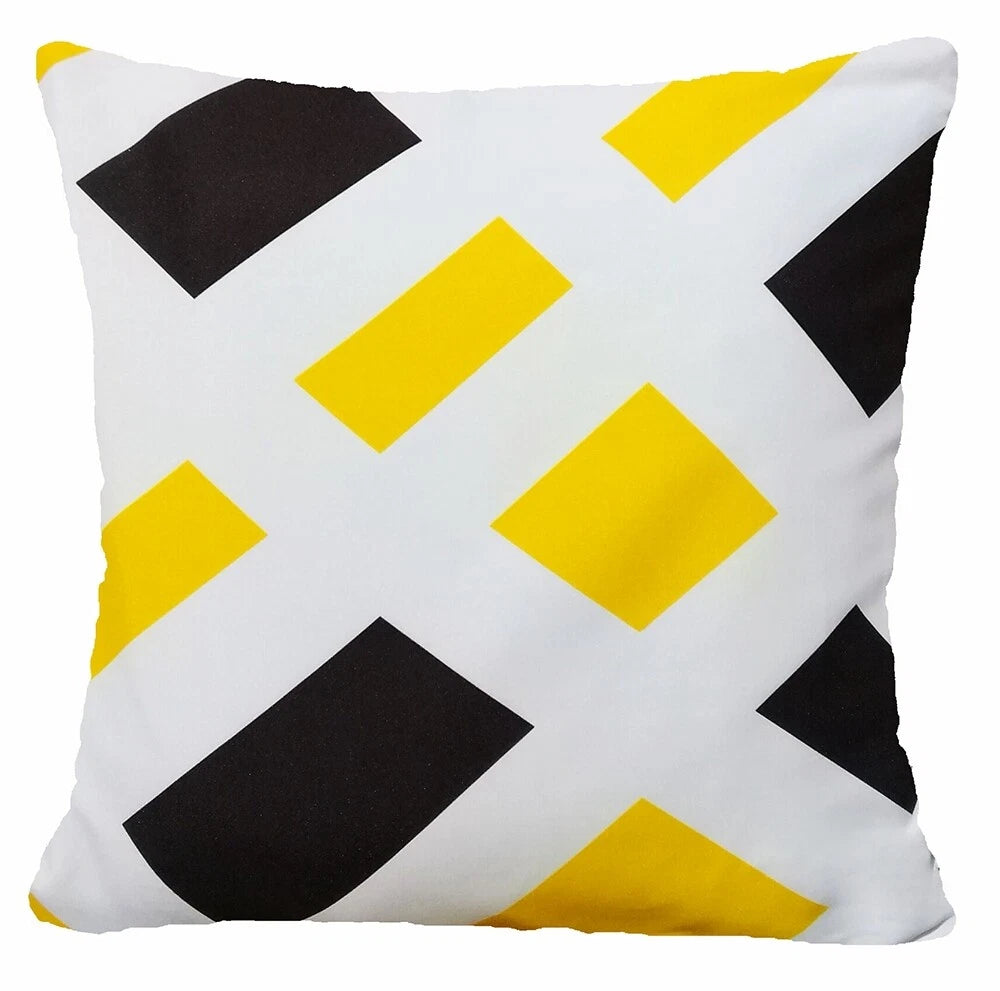 Yellow Throw PILLOW COVER 2-Sided Gray White Decorative Sofa Cushion Case 18x18"