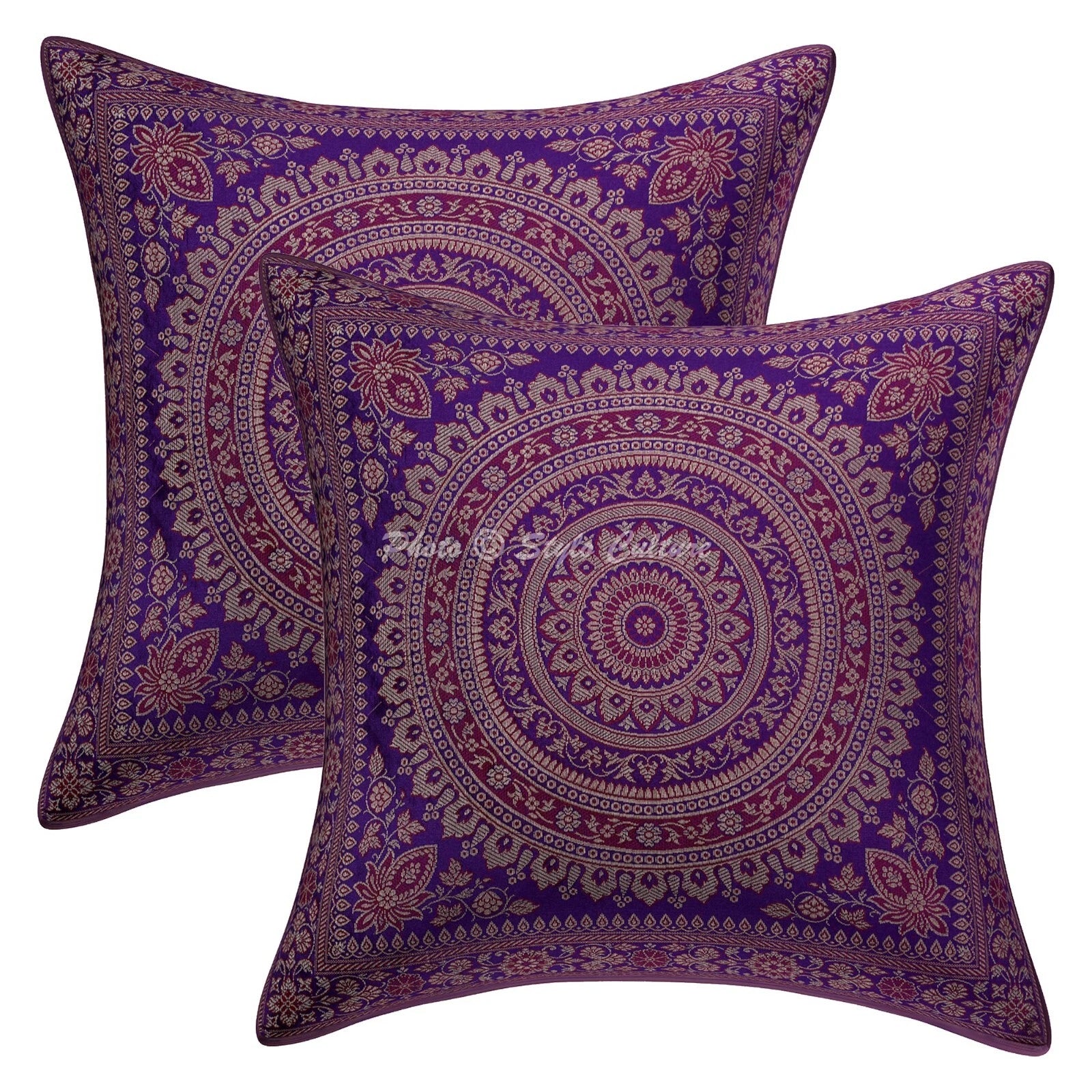 Home Decor 16 x 16 in Cushion Cover Brocade Jacquard Bohemian Pillow Case