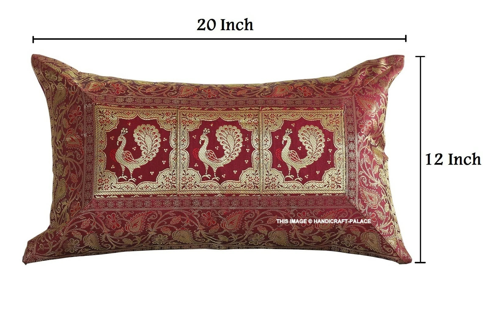 Handmade Brocade Silk Cushion Cover Indian Home Sofa Decor Pillow Case 12"x20"