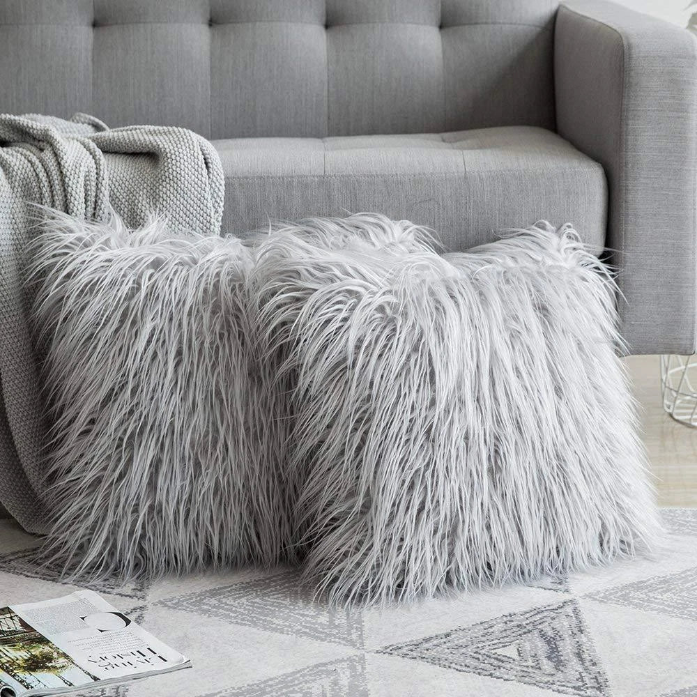 18Inch Luxury Shaggy Faux Fur Pillow Cases Fluffy Plush Throw Sofa Cushion Cover