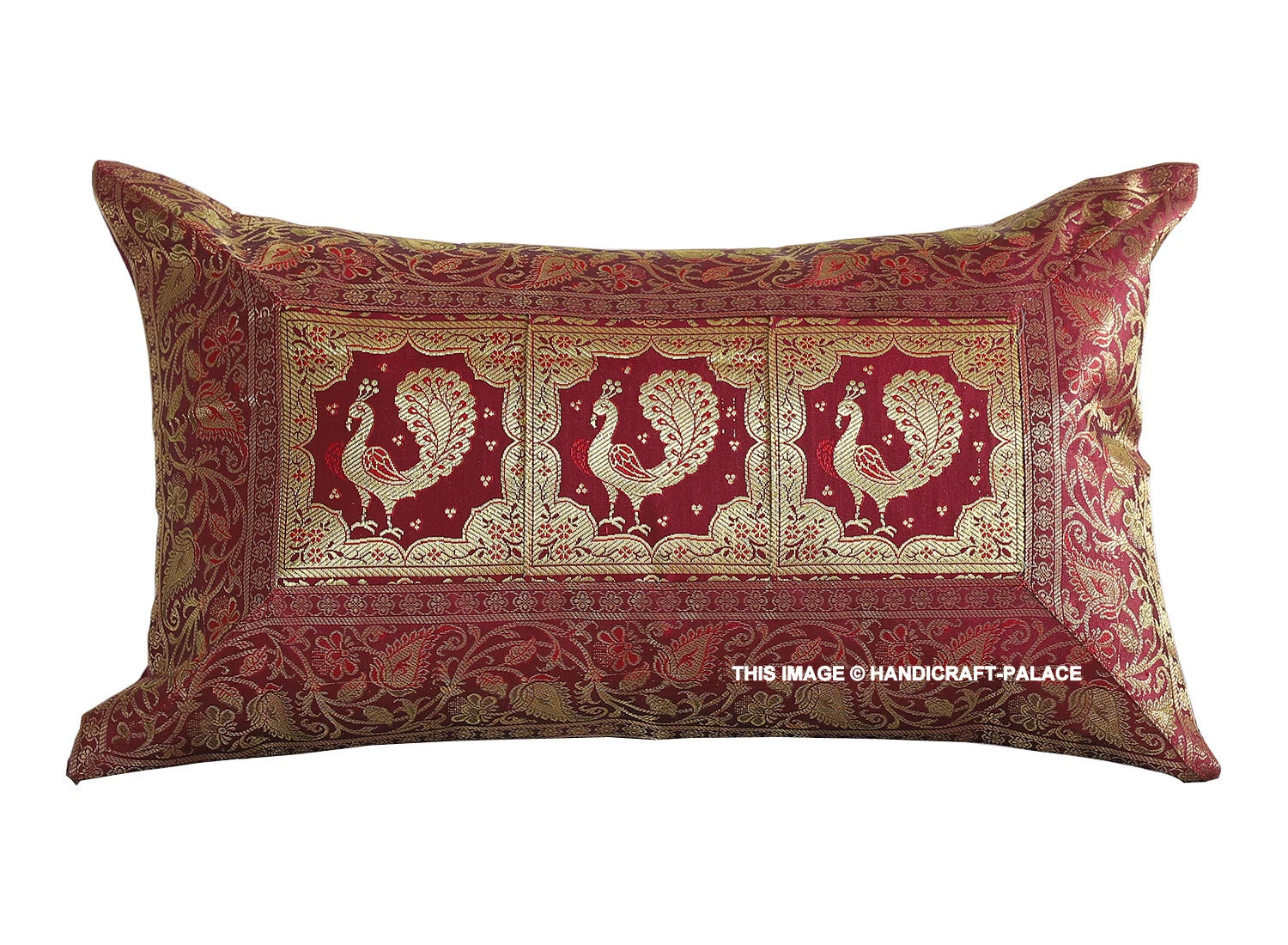 Handmade Brocade Silk Cushion Cover Indian Home Sofa Decor Pillow Case 12"x20"